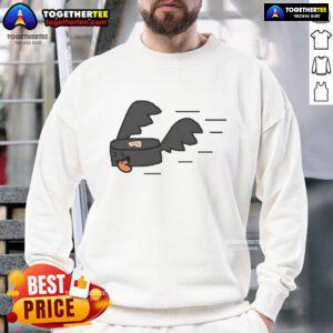 Alt Text: Stylish Philadelphia Flyers hockey puck design on a cozy sweatshirt, perfect for fans and game day attire.