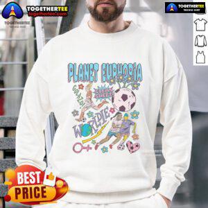 Nice Planet Euphoria women's soccer colorful retro sweatshirt featuring vibrant designs and comfortable fit.