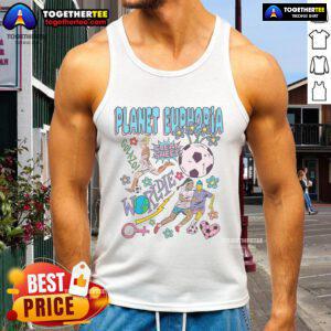 Colorful retro tank top for women's soccer featuring Nice Planet Euphoria design, perfect for sporty casual wear.