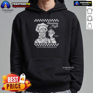 Nice Planetary Pizza Hoodie featuring a colorful cosmic pizza design, perfect for pizza lovers and space enthusiasts.