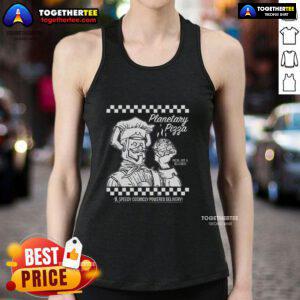 Stylish Nice Planetary Pizza Tank Top featuring a cosmic pizza design, perfect for casual summer outings.
