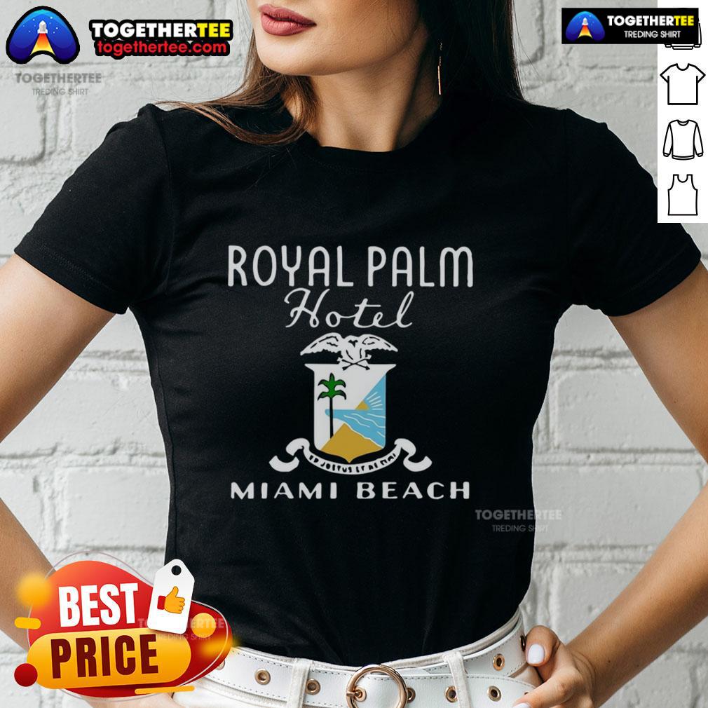 Nice Royal Palm Hotel logo on a stylish ladies' tee, showcasing elegance and luxury in fashion.