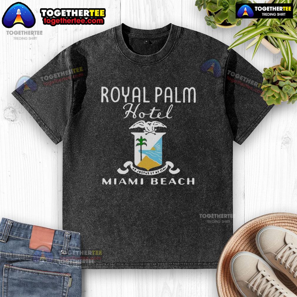 Nice Royal Palm Hotel logo on a washed t-shirt, featuring a stylish design perfect for casual wear.