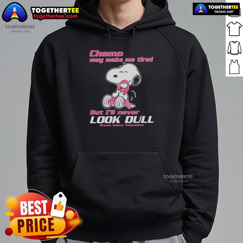 Alt Text: Cheerful Snoopy hoodie for breast cancer awareness, perfect for showing support while staying stylish during chemo.