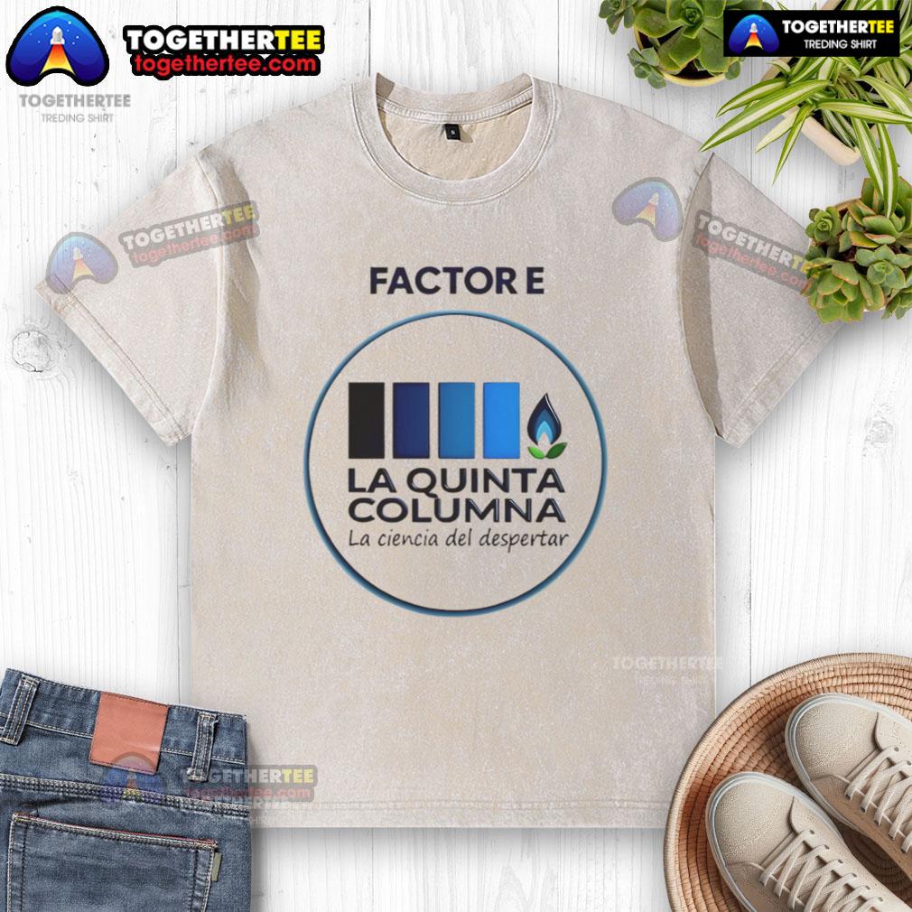 Nice transparent E-Factor logo on a washed t-shirt, showcasing a stylish and casual apparel design.