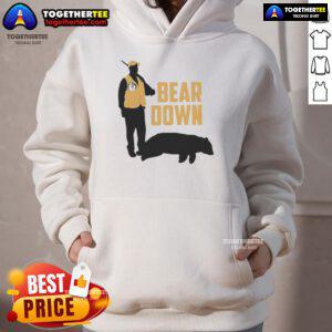 Official Bear Down Bear Hunting Hoodie in dark green, perfect for outdoor enthusiasts and hunting adventures.