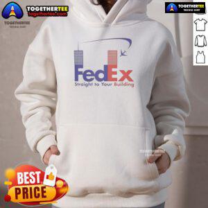 Official FedEx Straight To Your Building Hoodie in black, showcasing the logo and modern design for comfort and style.