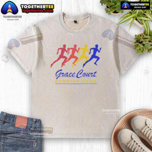 Official Grace Court Running Club washed t-shirt in soft fabric, featuring the club logo and vibrant colors for runners.