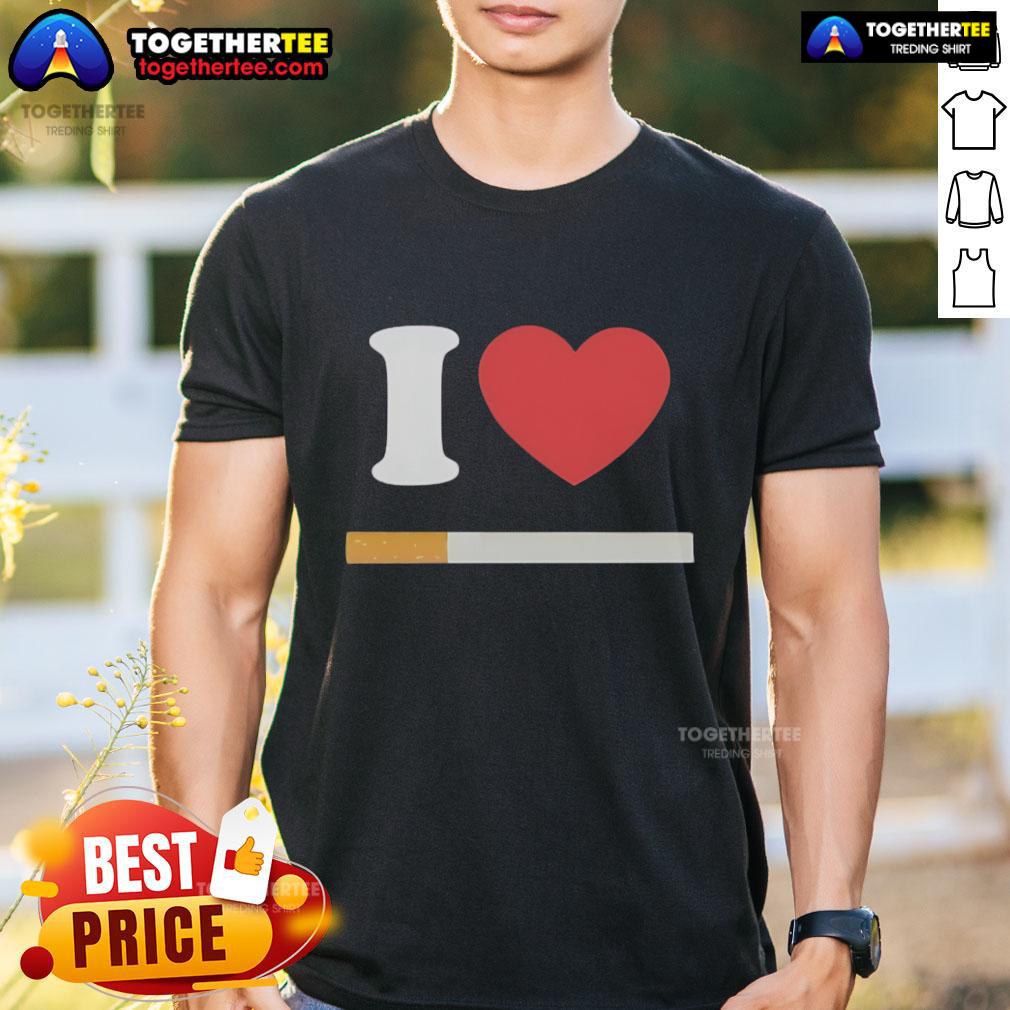 Official I Love Cigarette T-Shirt featuring bold graphics and a stylish design for cigarette enthusiasts.