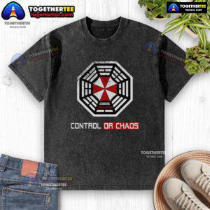 Official Initiative Control or Chaos Dharma Corporation washed t-shirt featuring a stylish design and soft fabric.