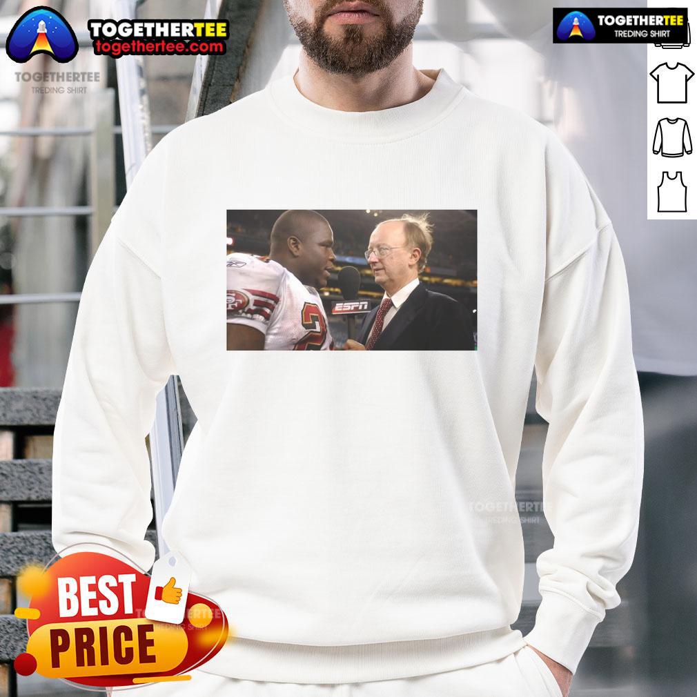Official John Clayton and Frank Gore NFL Network vintage sweatshirt featuring classic design and team logos.
