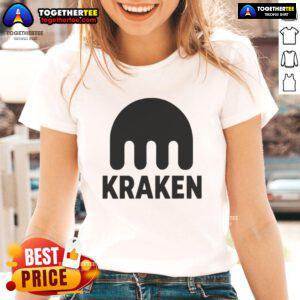 Official Kraken Crypto Logo Ladies Tee showcasing the iconic Kraken logo on a stylish women's t-shirt.