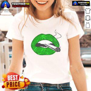 Official Lip Cannabis Leaf Ladies Tee featuring a stylish design with a cannabis leaf graphic for trendy women.