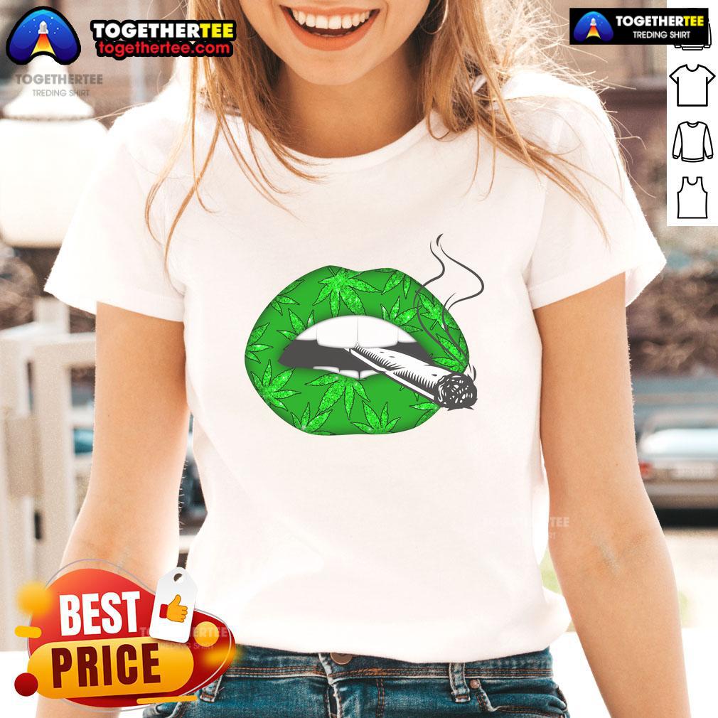 Official Lip Cannabis Leaf Ladies Tee featuring a stylish design with a cannabis leaf graphic for trendy women.