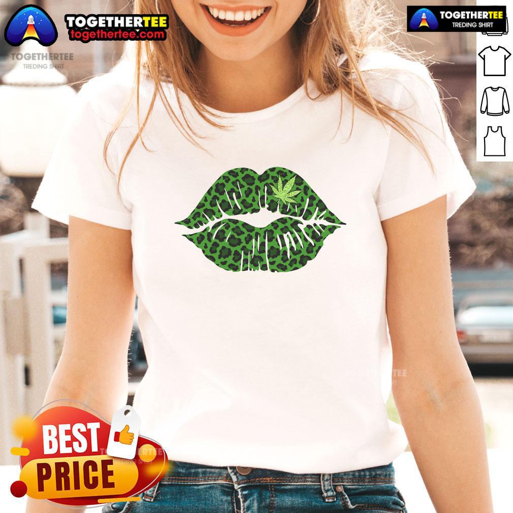 Official Lip Cannabis Leopard Print Ladies Tee featuring a stylish leopard design and vibrant cannabis graphics.