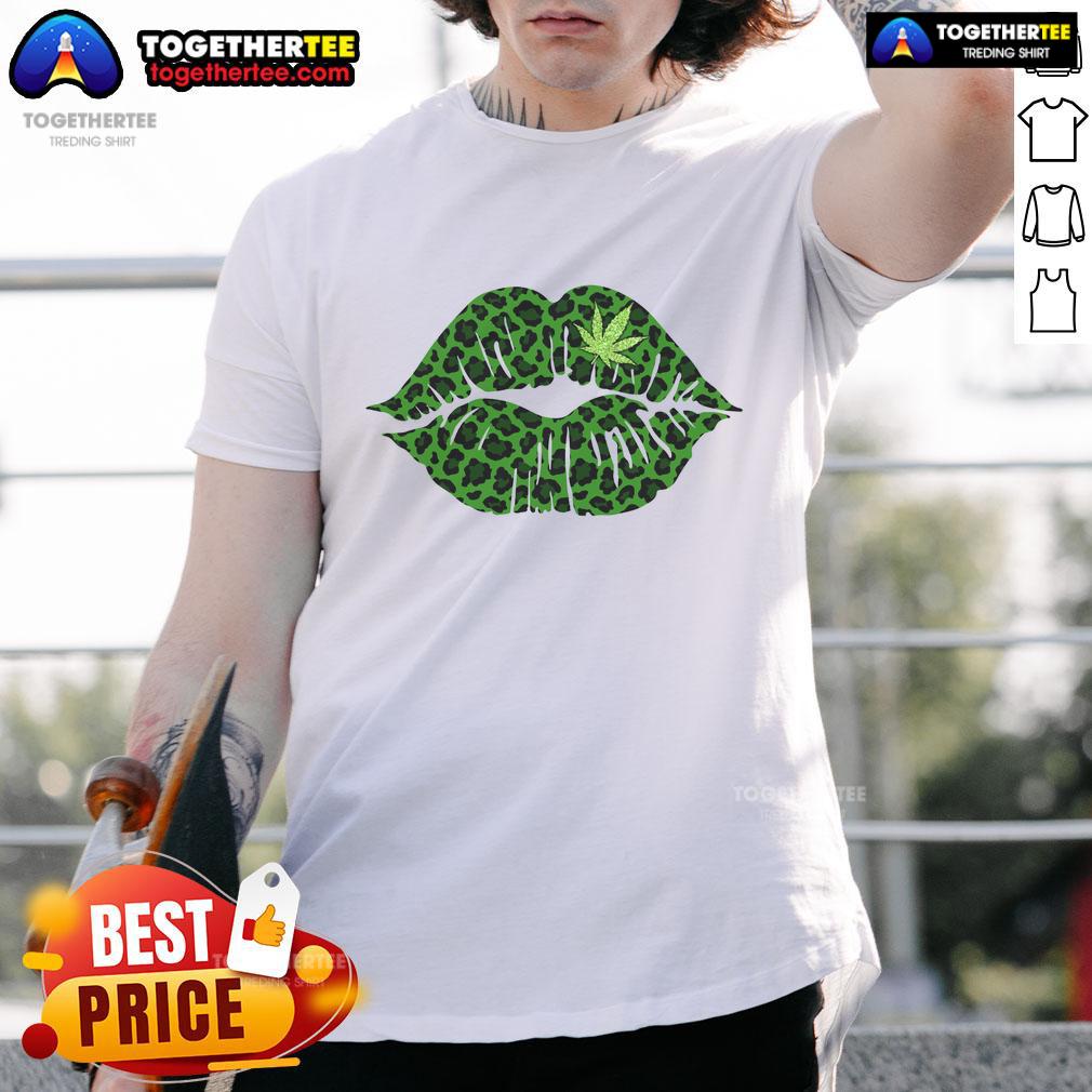 Official Lip Cannabis Leopard Print T-Shirt featuring a trendy leopard pattern and vibrant cannabis-themed graphics.