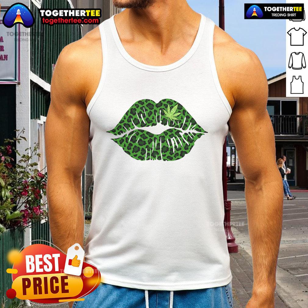 Official Lip Cannabis leopard print tank top featuring a trendy design perfect for casual wear.