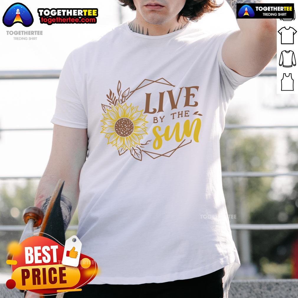 Official Live By The Sun Sunflower T-Shirt featuring a vibrant sunflower design on a stylish, comfortable tee.