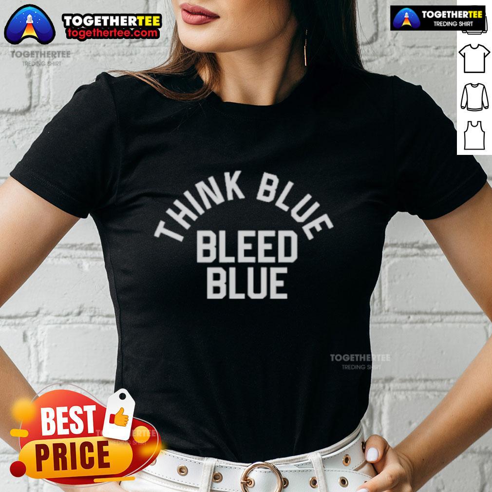 Official Los Angeles Dodgers Think Blue Bleed Blue ladies tee featuring a stylish design for passionate fans.