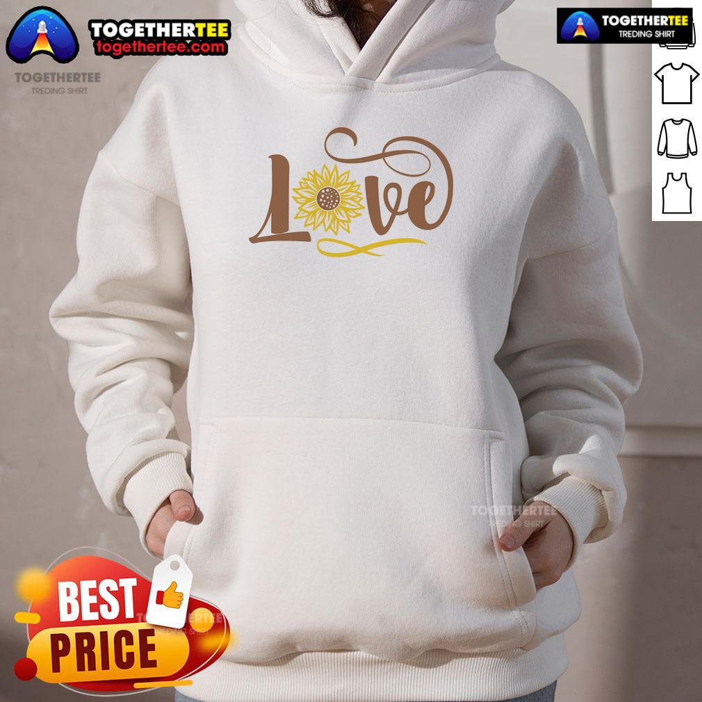 Cozy Official Love Sunflower Hoodie featuring a vibrant sunflower design, perfect for casual wear and sunflower lovers.