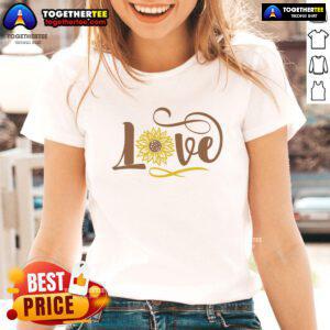 Official Love Sunflower Ladies Tee featuring a vibrant sunflower graphic on a soft, stylish women's t-shirt.