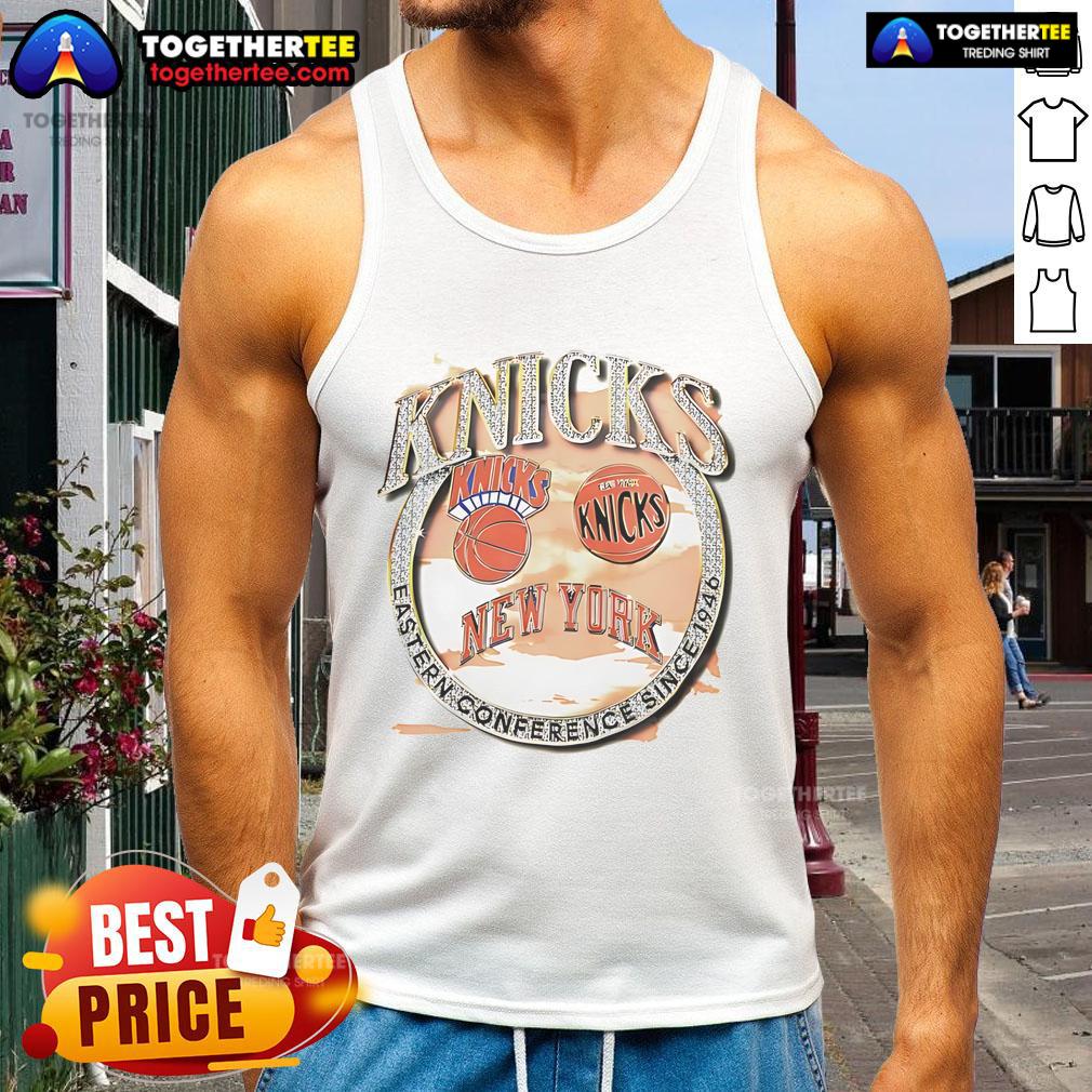 Official New York Knicks Eastern Conference Classics Crown Jewels Tank Top featuring bold team colors and logo design.