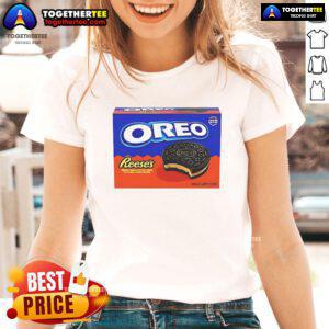 Official Oreo Reese's Cookie Flavor ladies tee featuring a fun graphic design and vibrant colors, perfect for fans.
