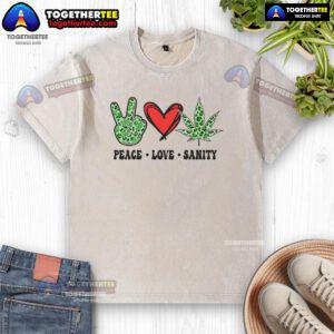 Official Peace Love Sanaty washed t-shirt in soft fabric, featuring a stylish design perfect for casual wear.