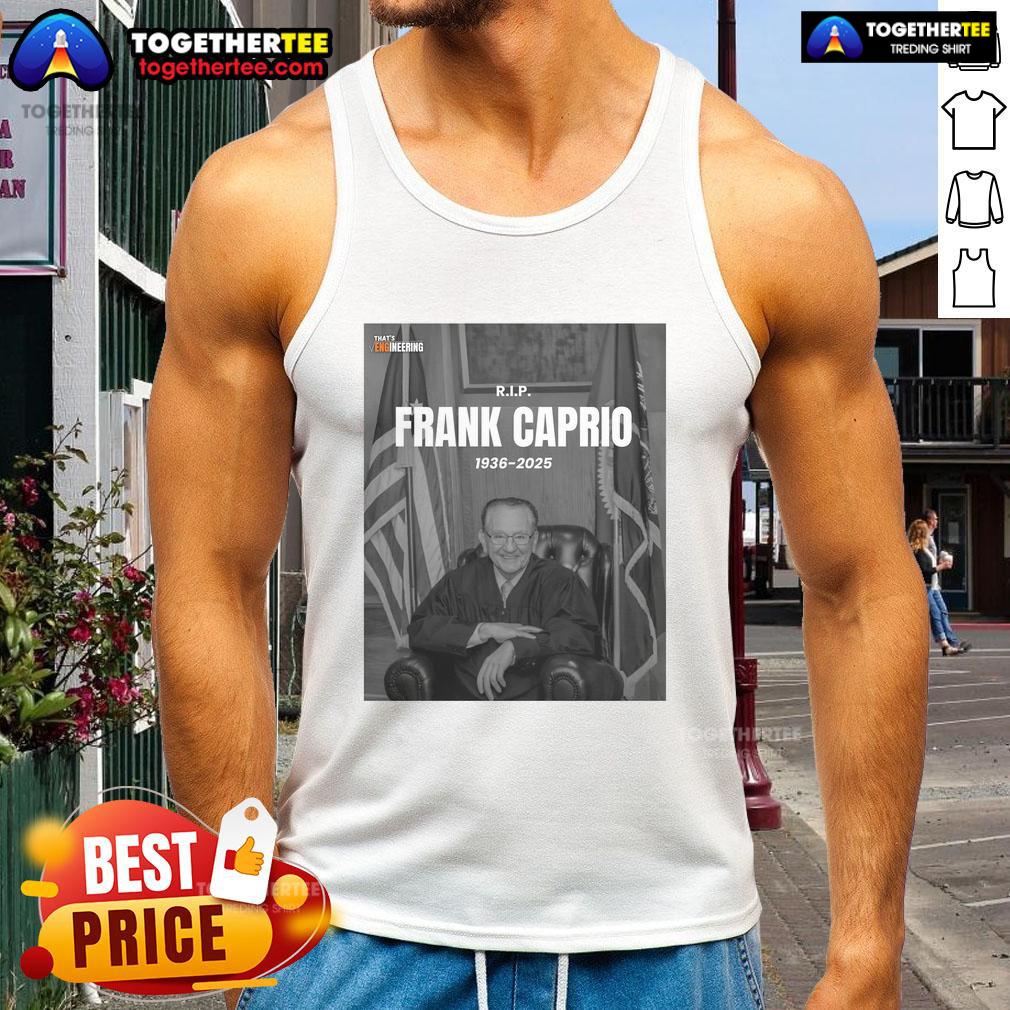 Official RIP Frank Caprio 1936-2025 tank top featuring a tribute design celebrating his legacy.