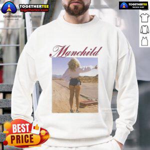 Official Sabrina Charpentier Manchild Hitchhike Sweatshirt featuring a unique design and vibrant colors, perfect for casual wear.