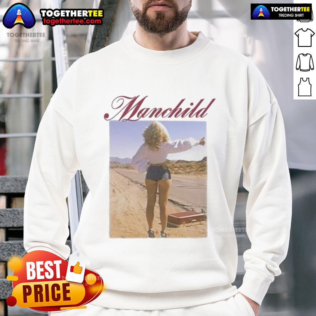 Official Sabrina Charpentier Manchild Hitchhike Sweatshirt featuring a unique design and vibrant colors, perfect for casual wear.