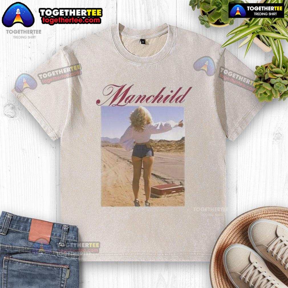 Official Sabrina Charpentier Manchild hitchhike washed t-shirt featuring a unique design and casual fit for stylish comfort.