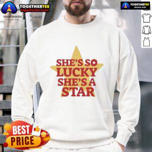 Vintage 'She's So Lucky, She's A Star' sweatshirt featuring a retro design, perfect for casual wear and nostalgia.