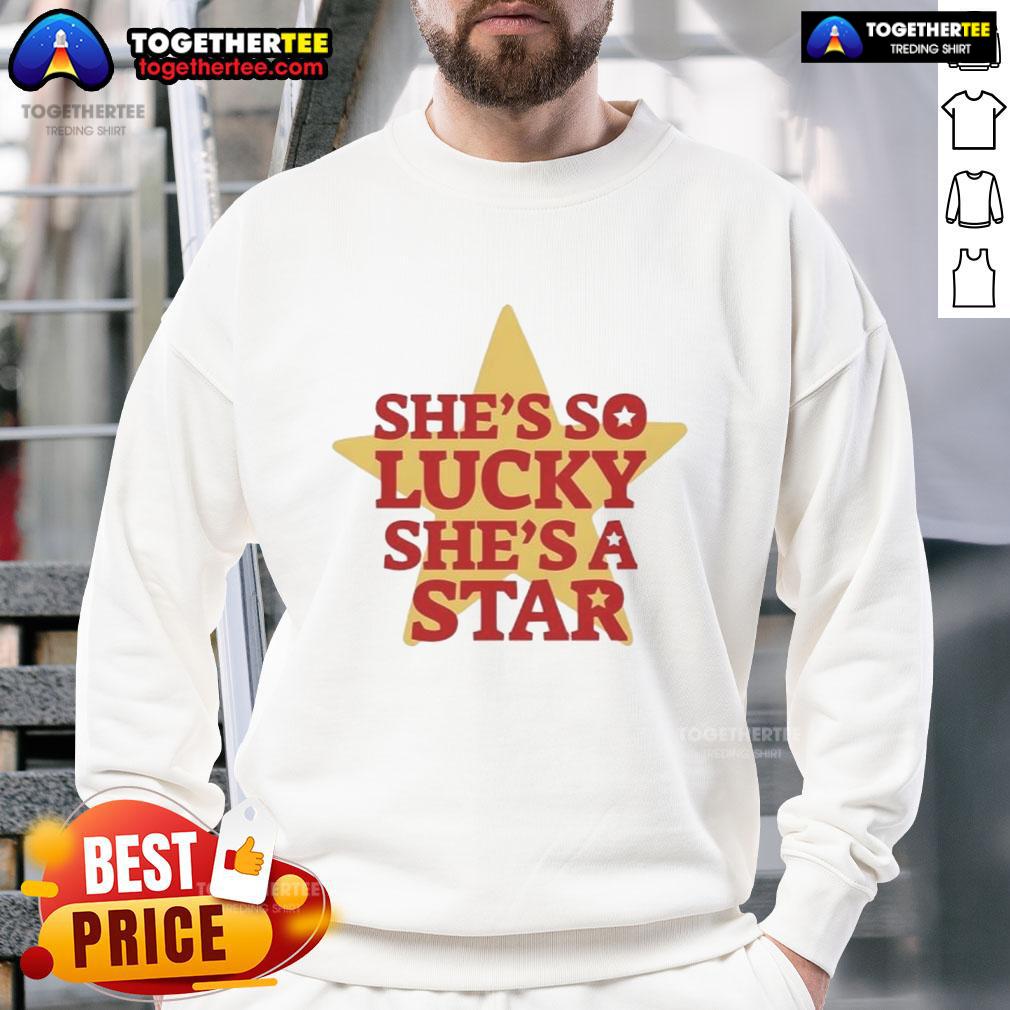 Vintage 'She's So Lucky, She's A Star' sweatshirt featuring a retro design, perfect for casual wear and nostalgia.