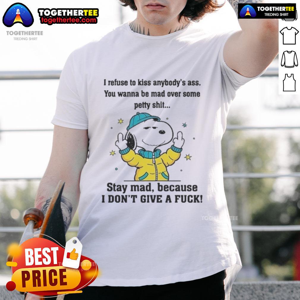 Official Snoopy And Friends Stay Mad T-Shirt featuring a playful design and bold text, perfect for fans of the Peanuts gang.