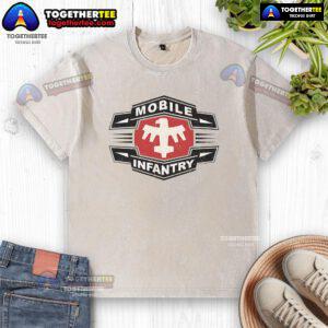 Official Starship Troopers Mobile Infantry washed t-shirt featuring iconic design and comfortable fit for fans and collectors.