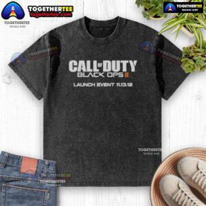 Alt Text: Official T-Dawg Call of Duty Black Ops II launch event t-shirt from November 13, 2012, featuring vibrant graphics.