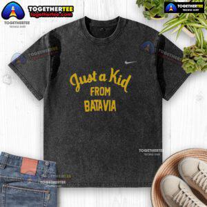 Official West Virginia Mountaineers Just A Kid From Batavia washed t-shirt featuring logo and vibrant colors.