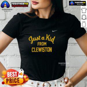 Official West Virginia Mountaineers Just A Kid From Clewiston ladies tee shirt featuring team logo and stylish design.
