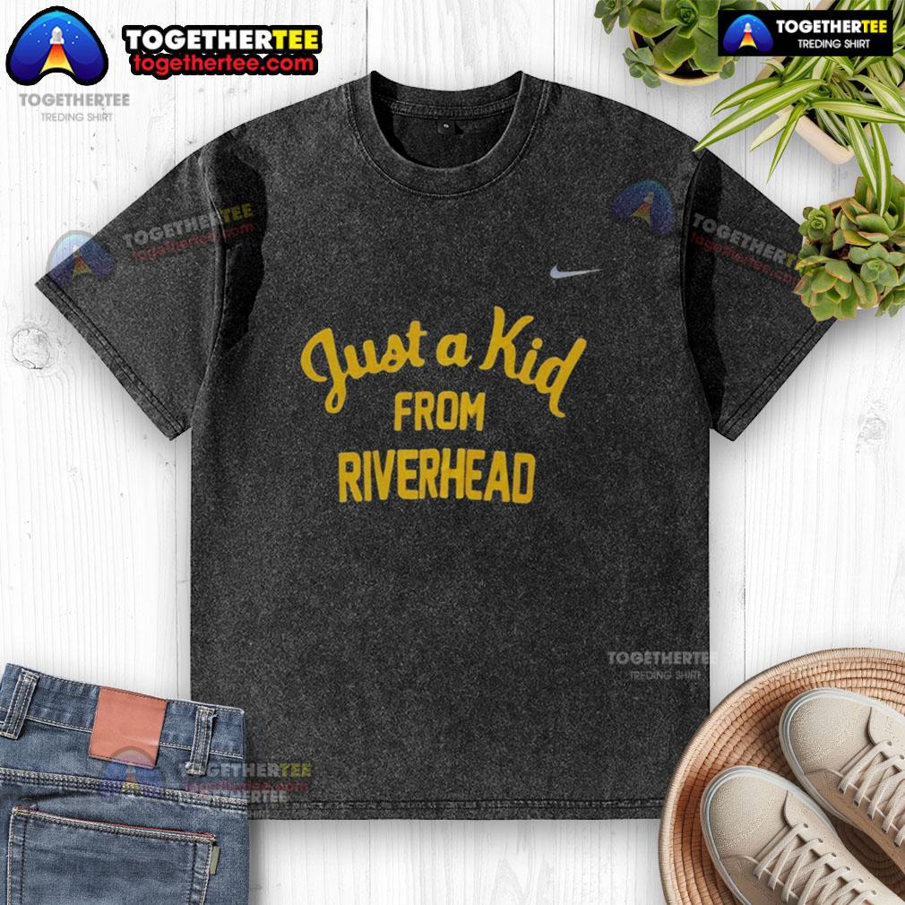 Alt Text: Official West Virginia Mountaineers Just A Kid From Riverhead washed t-shirt featuring vibrant team colors and logo.