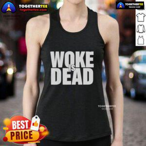 Official Woke Is Dead Tank Top featuring bold graphic design, perfect for casual wear and expressing your stance on social issues.