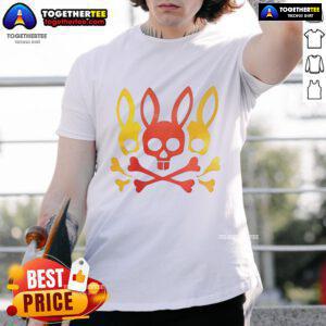 Original Gilbert Arenas in a red and yellow Bunny Skull Crossbones T-shirt, showcasing his unique style and personality.