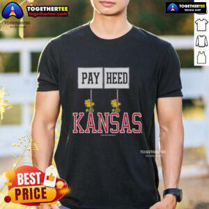 Alt Text: Original Peanuts Woodstock X Kansas Gameday Pay Heed T-Shirt featuring iconic Woodstock design for fans.