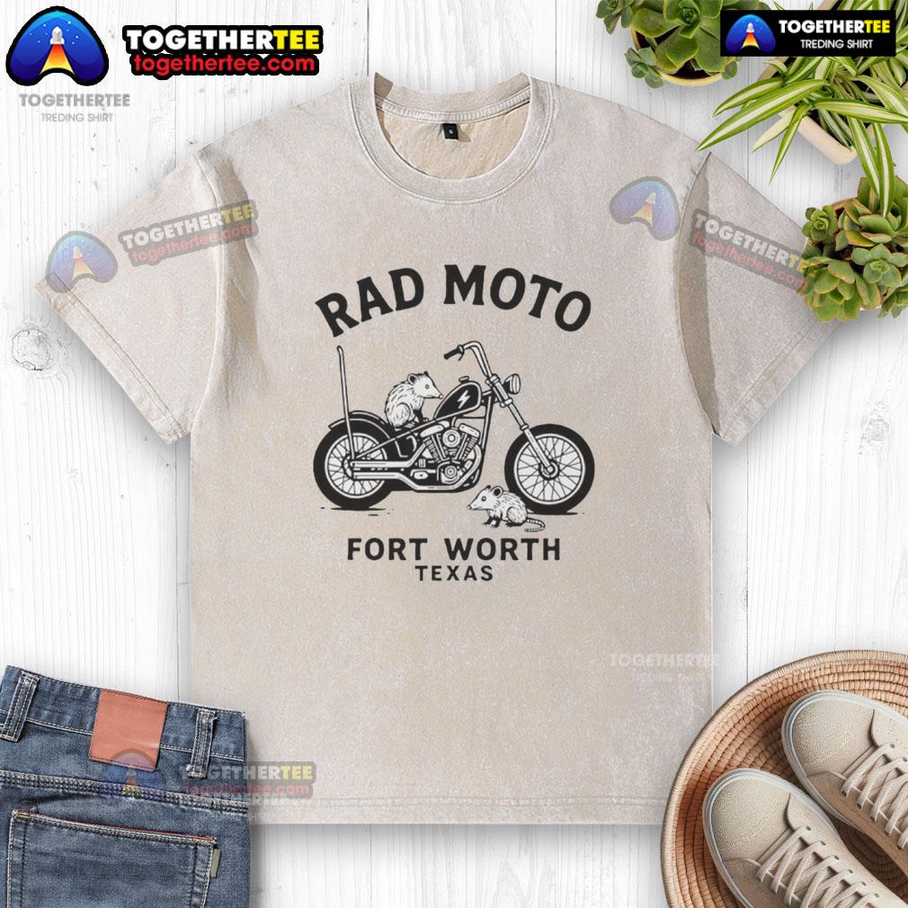 Original Possum Rad Moto washed t-shirt in Fort Worth, Texas, featuring a stylish design and comfortable fit.