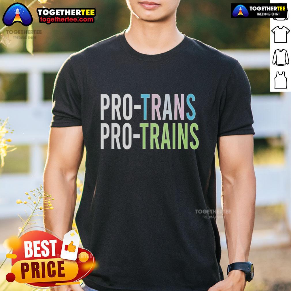 Original Pro Trans Pro Trains T-Shirt featuring a vibrant train graphic, perfect for enthusiasts and casual wear.
