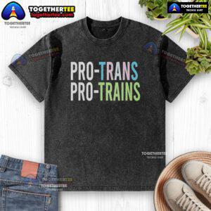 Original Pro Trans Pro Trains Washed T-Shirt featuring a vibrant graphic design, perfect for train enthusiasts and casual wear.
