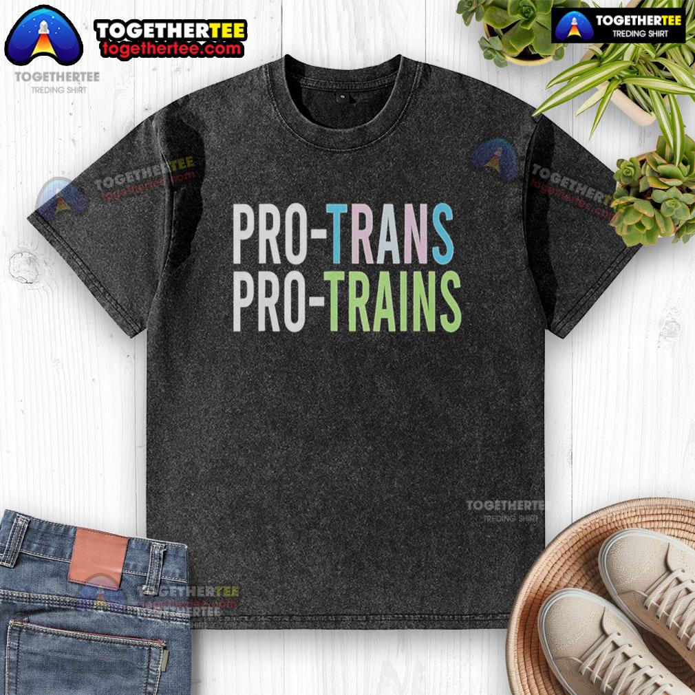 Original Pro Trans Pro Trains Washed T-Shirt featuring a vibrant graphic design, perfect for train enthusiasts and casual wear.