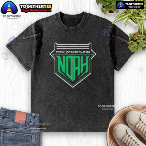Alt Text: Original Pro Wrestling Noah logo on a washed t-shirt, featuring a vintage design perfect for wrestling fans.