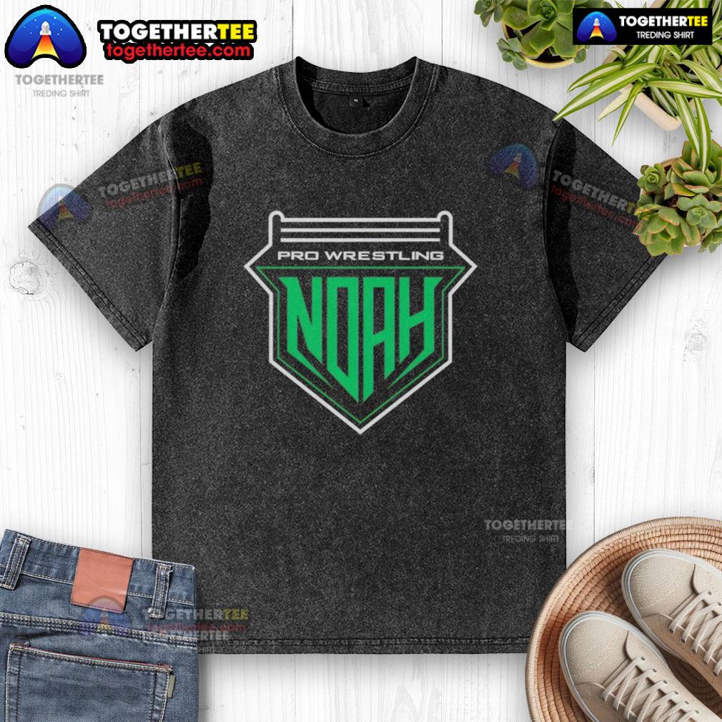 Alt Text: Original Pro Wrestling Noah logo on a washed t-shirt, featuring a vintage design perfect for wrestling fans.
