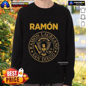 Alt Text: Original Ramon Laureano San Diego Baseball MLBPA sweatshirt featuring vibrant team colors and logo design.
